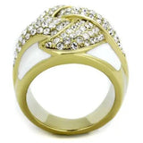 TK1848 - IP Gold(Ion Plating) Stainless Steel Ring with Top Grade Crystal  in Clear - Alamode