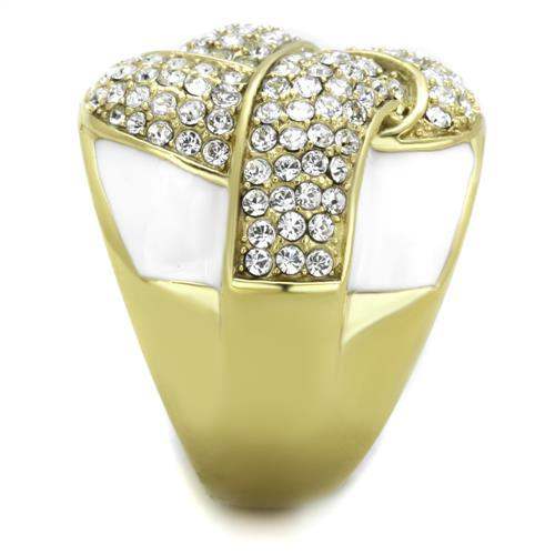 TK1848 - IP Gold(Ion Plating) Stainless Steel Ring with Top Grade Crystal in Clear - Alamode - Flyclothing LLC