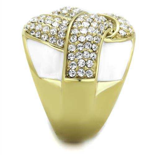 TK1848 - IP Gold(Ion Plating) Stainless Steel Ring with Top Grade Crystal in Clear - Alamode - Flyclothing LLC