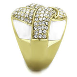TK1848 - IP Gold(Ion Plating) Stainless Steel Ring with Top Grade Crystal  in Clear - Alamode