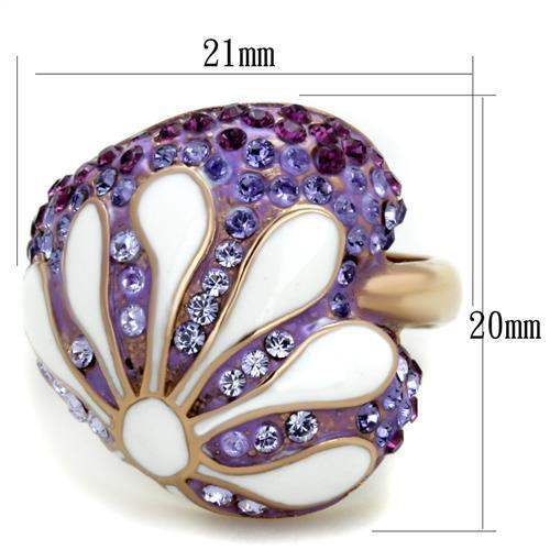 TK1850 - IP Rose Gold(Ion Plating) Stainless Steel Ring with Top Grade Crystal in Multi Color - Alamode - Flyclothing LLC
