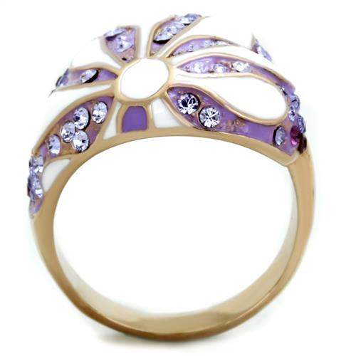TK1850 - IP Rose Gold(Ion Plating) Stainless Steel Ring with Top Grade Crystal in Multi Color - Alamode - Flyclothing LLC