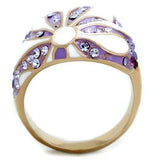 TK1850 - IP Rose Gold(Ion Plating) Stainless Steel Ring with Top Grade Crystal in Multi Color - Alamode - Flyclothing LLC