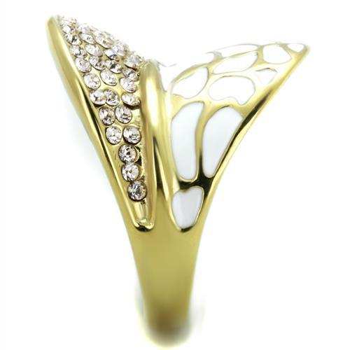TK1851 - IP Gold(Ion Plating) Stainless Steel Ring with Top Grade Crystal in Clear - Alamode - Flyclothing LLC