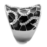 TK1853 - High polished (no plating) Stainless Steel Ring with Top Grade Crystal in Clear - Alamode - Flyclothing LLC