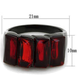 TK1854 - IP Black(Ion Plating) Stainless Steel Ring with Synthetic Synthetic Glass in Siam - Alamode