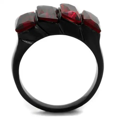 TK1854 - IP Black(Ion Plating) Stainless Steel Ring with Synthetic Synthetic Glass in Siam - Alamode - Flyclothing LLC