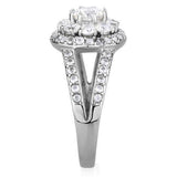 TK1855 - High polished (no plating) Stainless Steel Ring with AAA Grade CZ  in Clear - Alamode