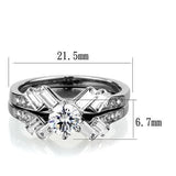 TK1856 - High polished (no plating) Stainless Steel Ring with AAA Grade CZ  in Clear - Alamode