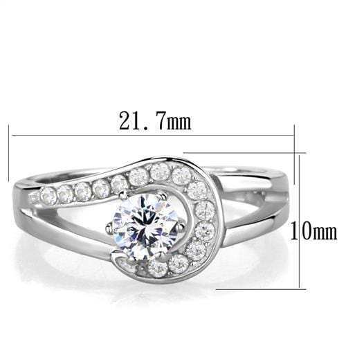 TK1857 - High polished (no plating) Stainless Steel Ring with AAA Grade CZ in Clear - Alamode - Flyclothing LLC