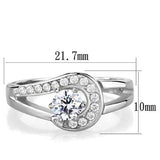 TK1857 - High polished (no plating) Stainless Steel Ring with AAA Grade CZ  in Clear - Alamode