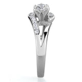 TK1857 - High polished (no plating) Stainless Steel Ring with AAA Grade CZ  in Clear - Alamode
