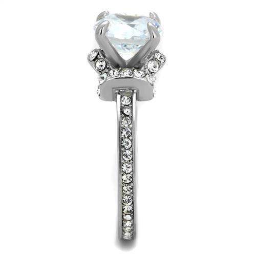TK1859 - No Plating Stainless Steel Ring with AAA Grade CZ in Clear - Alamode - Flyclothing LLC
