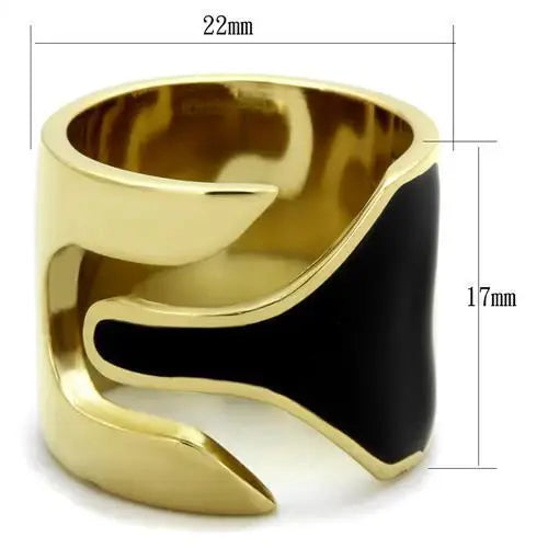 TK1860 - IP Gold(Ion Plating) Stainless Steel Ring with Epoxy in Jet - Alamode - Flyclothing LLC