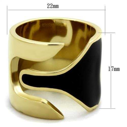 TK1860 - IP Gold(Ion Plating) Stainless Steel Ring with Epoxy in Jet - Alamode - Flyclothing LLC