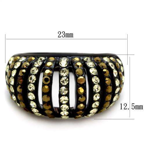 TK1865 - IP Black(Ion Plating) Stainless Steel Ring with Top Grade Crystal in Multi Color - Alamode - Flyclothing LLC