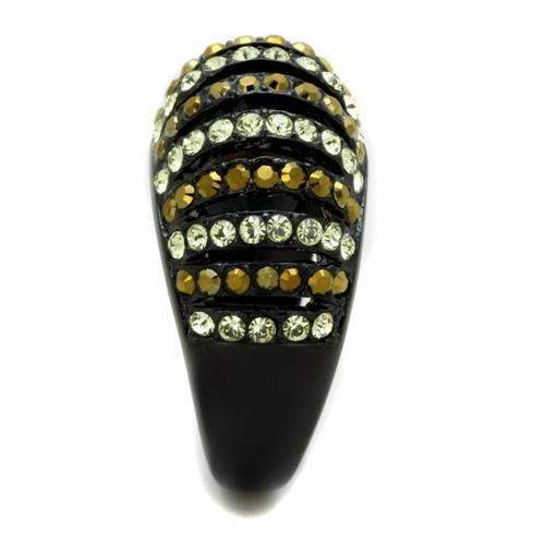 TK1865 - IP Black(Ion Plating) Stainless Steel Ring with Top Grade Crystal in Multi Color - Alamode - Flyclothing LLC