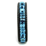 TK1867 - IP Black(Ion Plating) Stainless Steel Ring with Top Grade Crystal  in Sea Blue - Alamode