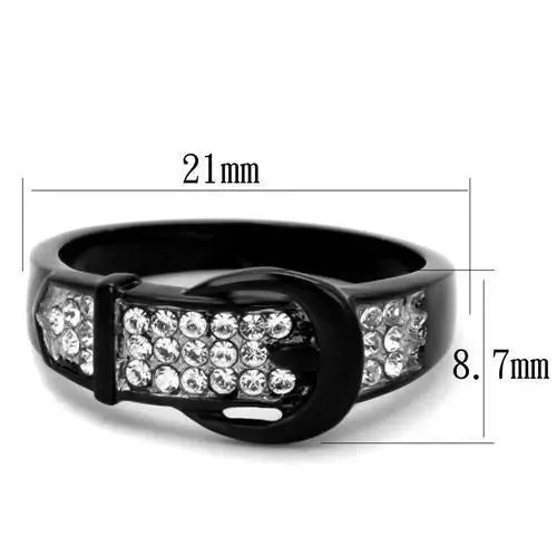 TK1868 - Two-Tone IP Black (Ion Plating) Stainless Steel Ring with Top Grade Crystal in Clear - Alamode - Flyclothing LLC