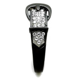 TK1868 - Two-Tone IP Black (Ion Plating) Stainless Steel Ring with Top Grade Crystal  in Clear - Alamode