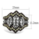 TK1869LJ - IP Light Black (IP Gun) & IP Dark Brown (IP coffee) Stainless Steel Ring with AAA Grade CZ  in Clear - Alamode