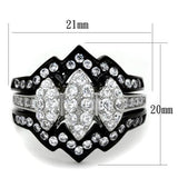 TK1869 - Two-Tone IP Black (Ion Plating) Stainless Steel Ring with AAA Grade CZ  in Clear - Alamode