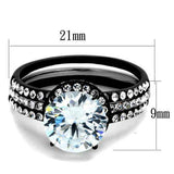 TK1870 - Two-Tone IP Black (Ion Plating) Stainless Steel Ring with AAA Grade CZ in Clear - Alamode - Flyclothing LLC