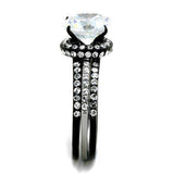 TK1870 - Two-Tone IP Black (Ion Plating) Stainless Steel Ring with AAA Grade CZ in Clear - Alamode - Flyclothing LLC
