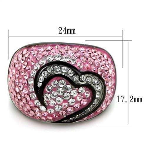 TK1871 - Two-Tone IP Black (Ion Plating) Stainless Steel Ring with Top Grade Crystal in Light Rose - Alamode - Flyclothing LLC