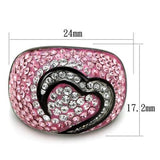 TK1871 - Two-Tone IP Black (Ion Plating) Stainless Steel Ring with Top Grade Crystal  in Light Rose - Alamode
