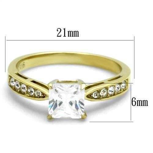 TK1873 - IP Gold(Ion Plating) Stainless Steel Ring with AAA Grade CZ in Clear - Alamode - Flyclothing LLC