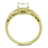 TK1873 - IP Gold(Ion Plating) Stainless Steel Ring with AAA Grade CZ  in Clear - Alamode