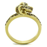 TK1874 - IP Gold(Ion Plating) Stainless Steel Ring with Top Grade Crystal in Smoked Quartz - Alamode - Flyclothing LLC
