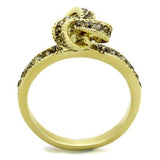 TK1874 - IP Gold(Ion Plating) Stainless Steel Ring with Top Grade Crystal  in Smoked Quartz