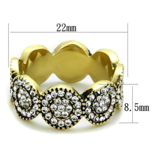 TK1875 - IP Gold(Ion Plating) Stainless Steel Ring with Top Grade Crystal in Clear - Alamode - Flyclothing LLC