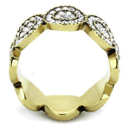 TK1875 - IP Gold(Ion Plating) Stainless Steel Ring with Top Grade Crystal in Clear - Alamode - Flyclothing LLC
