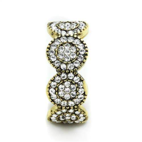 TK1875 - IP Gold(Ion Plating) Stainless Steel Ring with Top Grade Crystal in Clear - Alamode - Flyclothing LLC