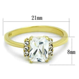 TK1876 - IP Gold(Ion Plating) Stainless Steel Ring with AAA Grade CZ  in Clear - Alamode