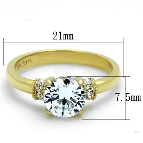 TK1877 - IP Gold(Ion Plating) Stainless Steel Ring with AAA Grade CZ in Clear - Alamode - Flyclothing LLC