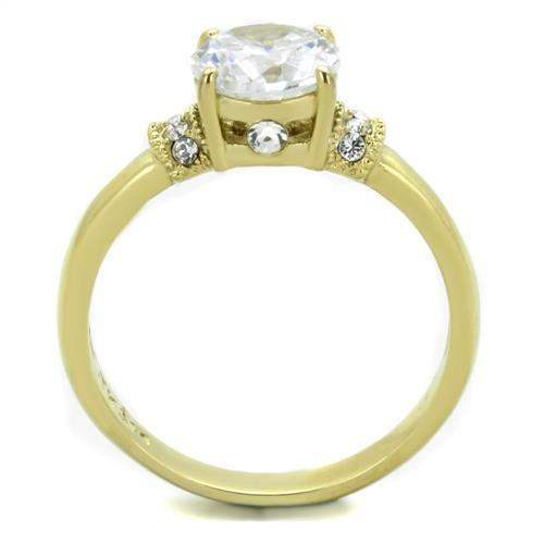 TK1877 - IP Gold(Ion Plating) Stainless Steel Ring with AAA Grade CZ in Clear - Alamode - Flyclothing LLC