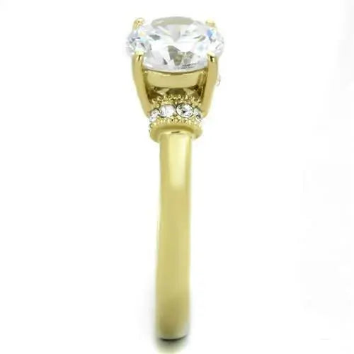 TK1877 - IP Gold(Ion Plating) Stainless Steel Ring with AAA Grade CZ in Clear - Alamode - Flyclothing LLC