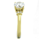 TK1877 - IP Gold(Ion Plating) Stainless Steel Ring with AAA Grade CZ  in Clear - Alamode