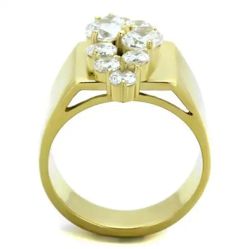 TK1879 - IP Gold(Ion Plating) Stainless Steel Ring with AAA Grade CZ in Clear - Alamode - Flyclothing LLC