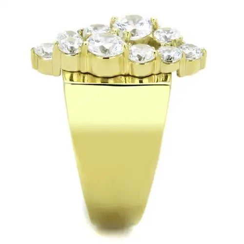 TK1879 - IP Gold(Ion Plating) Stainless Steel Ring with AAA Grade CZ in Clear - Alamode - Flyclothing LLC