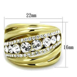 TK1880 - IP Gold(Ion Plating) Stainless Steel Ring with Top Grade Crystal  in Clear - Alamode