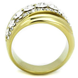 TK1880 - IP Gold(Ion Plating) Stainless Steel Ring with Top Grade Crystal  in Clear - Alamode