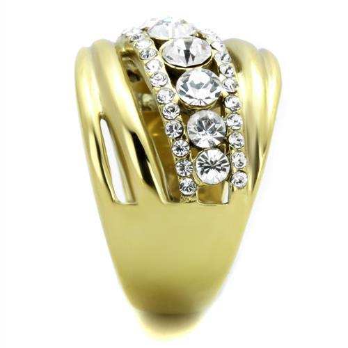 TK1880 - IP Gold(Ion Plating) Stainless Steel Ring with Top Grade Crystal in Clear - Alamode - Flyclothing LLC