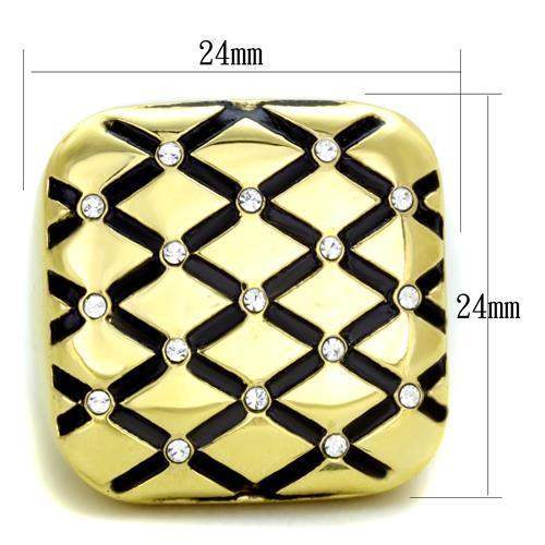 TK1886 - IP Gold(Ion Plating) Stainless Steel Ring with Top Grade Crystal in Clear - Alamode - Flyclothing LLC