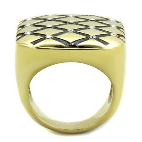 TK1886 - IP Gold(Ion Plating) Stainless Steel Ring with Top Grade Crystal in Clear - Alamode - Flyclothing LLC