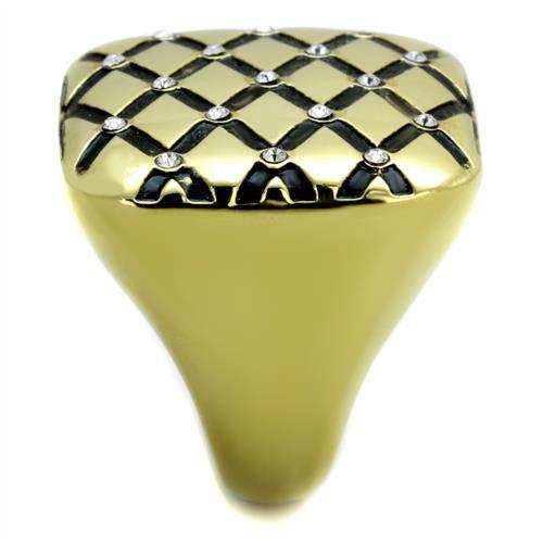 TK1886 - IP Gold(Ion Plating) Stainless Steel Ring with Top Grade Crystal in Clear - Alamode - Flyclothing LLC